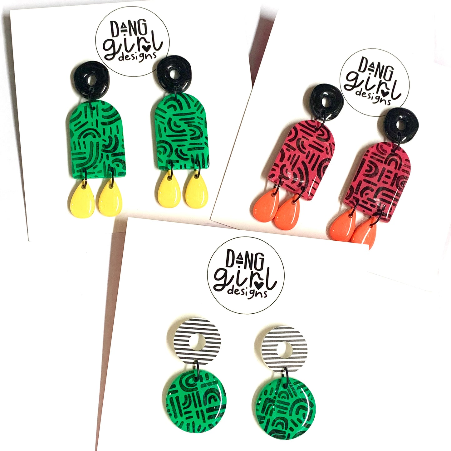 Dang Girl Designs - Berry Arch Drops- Donut Studs