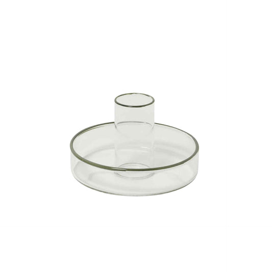 In The Roundhouse - Glass Taper Candle Holder Green