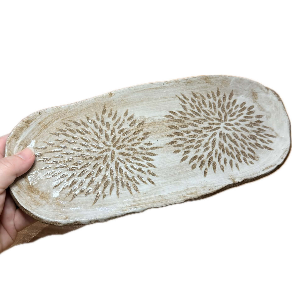 EARTH BY HAND- Hand Built "Twin Blooms" Platter