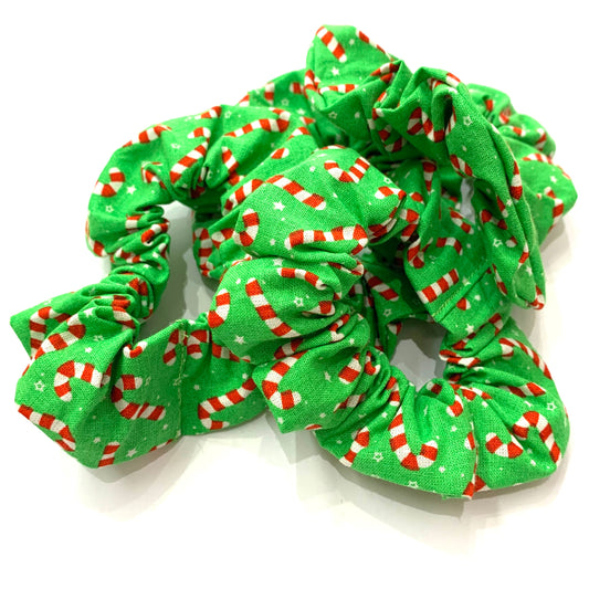 MAKIN' WHOOPEE - Regular "Bright Green Candy Canes" Christmas Scrunchies