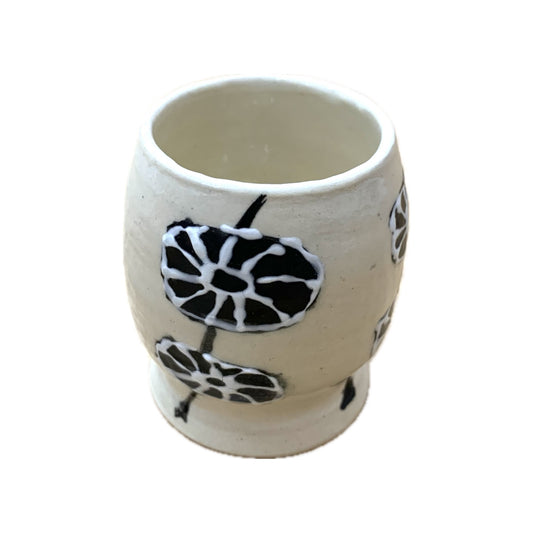 A&A POTTERY - AKIKO - Hand Drawn Flower Small Vase/ Egg Cup- Outline