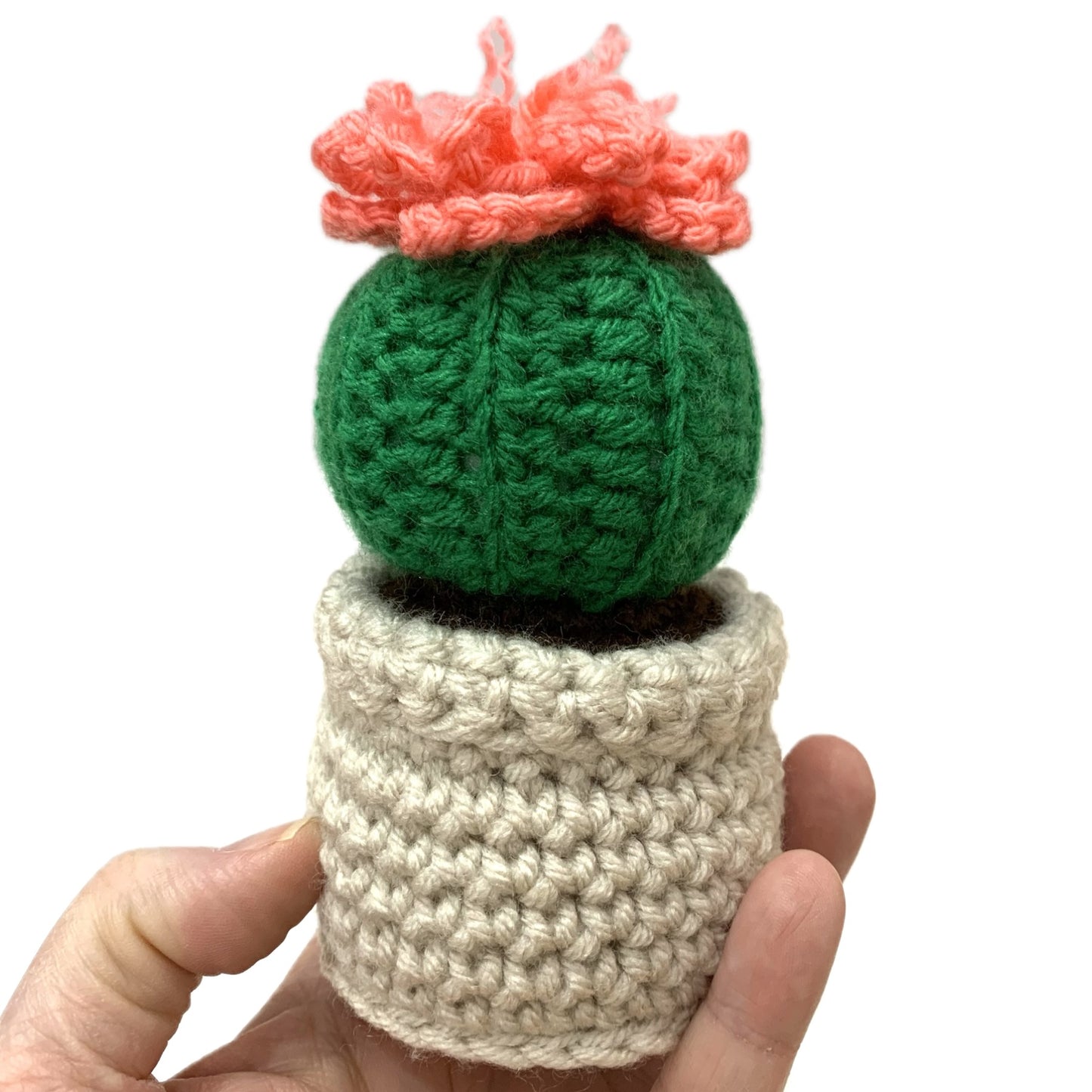 BEAKNITS- CROCHETED CACTUS #1- Short Bright Green & Pink