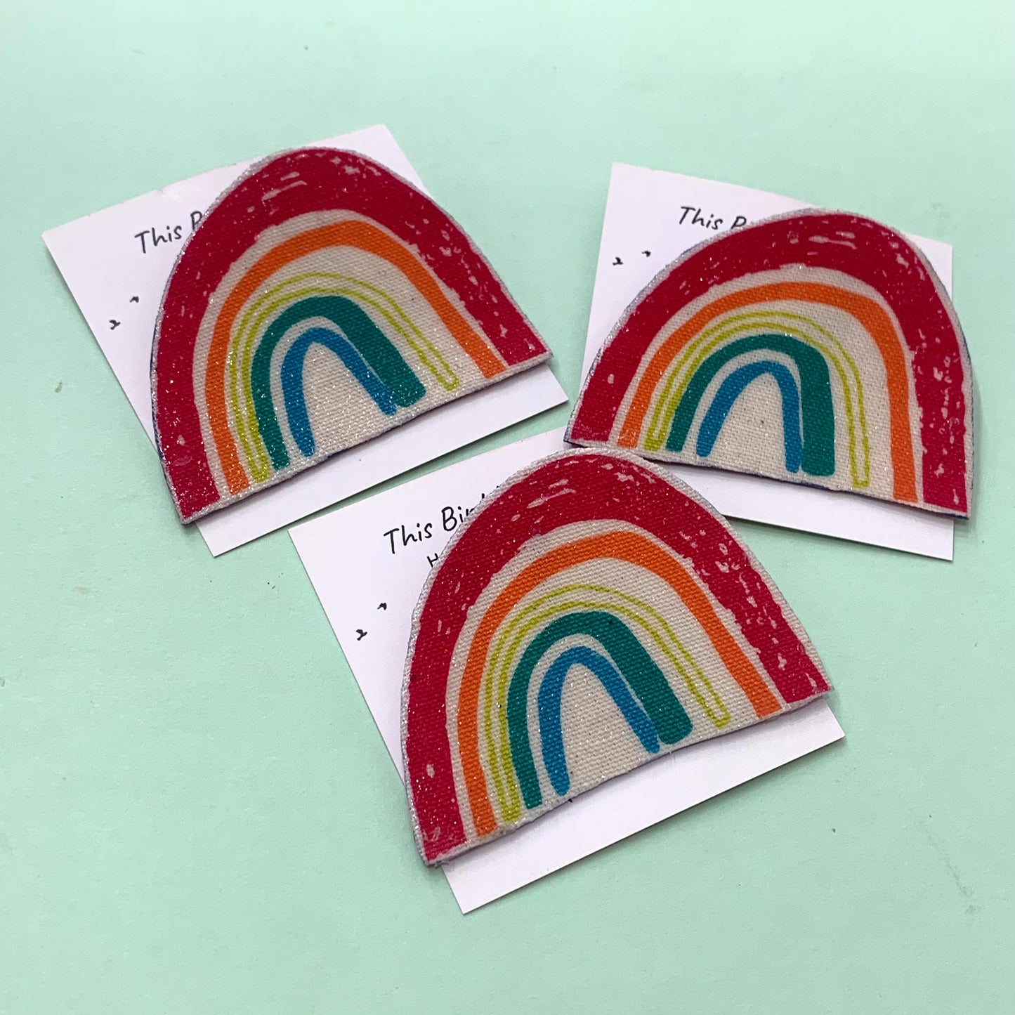 MAKIN' WHOOPEE- "Wonky Rainbows" - Fabric Remnant Brooches