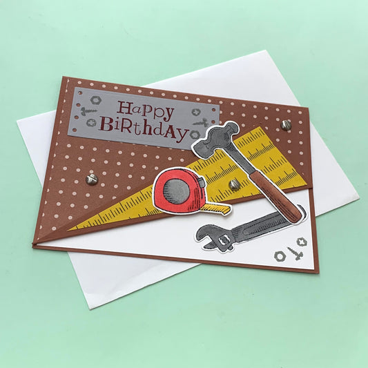 PAPER POSSUM- HANDMADE GREETING CARD- Happy Birthday Handyman