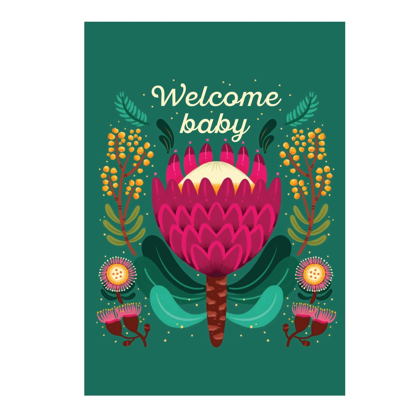 NUOVO - Welcome Baby Native Flora Greeting Card- By Emma Whitelaw