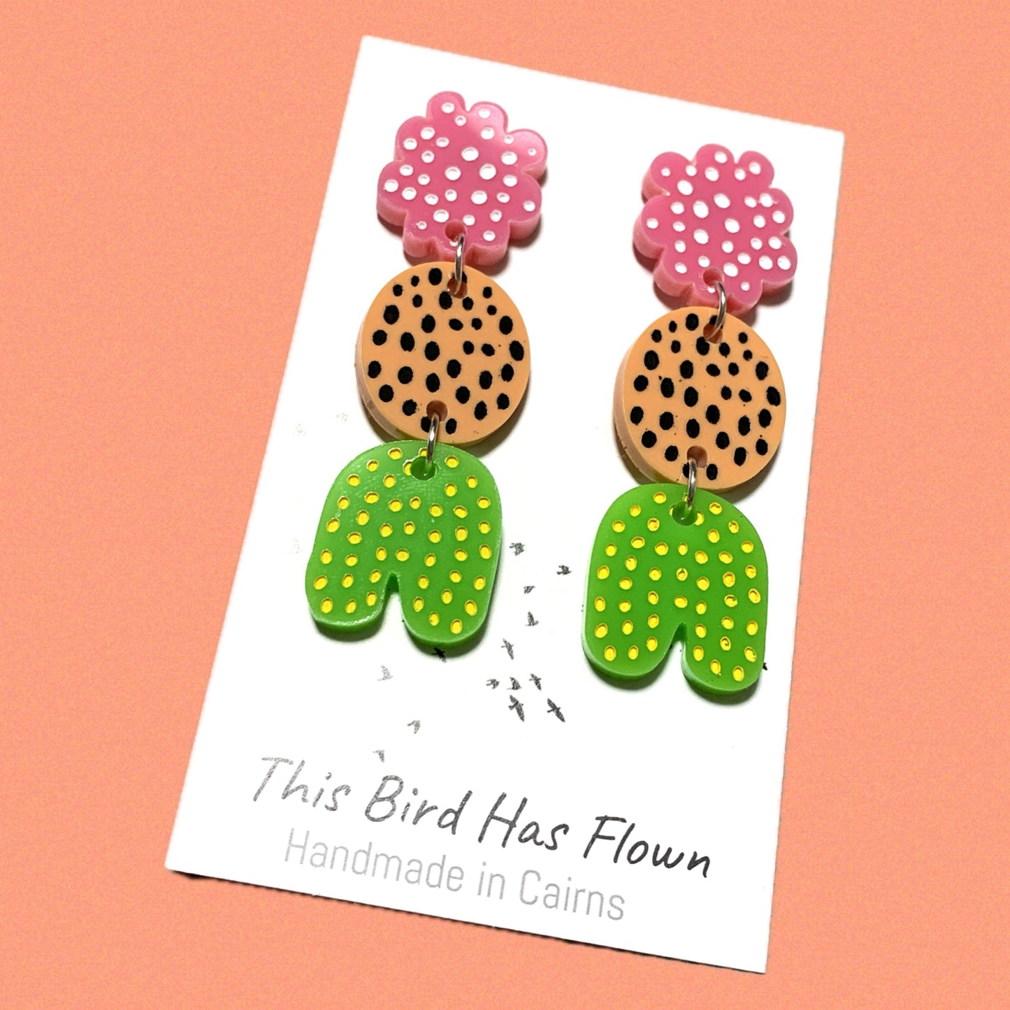 THIS BIRD HAS FLOWN - “Bubble Pop- Pink” DANGLE EARRINGS