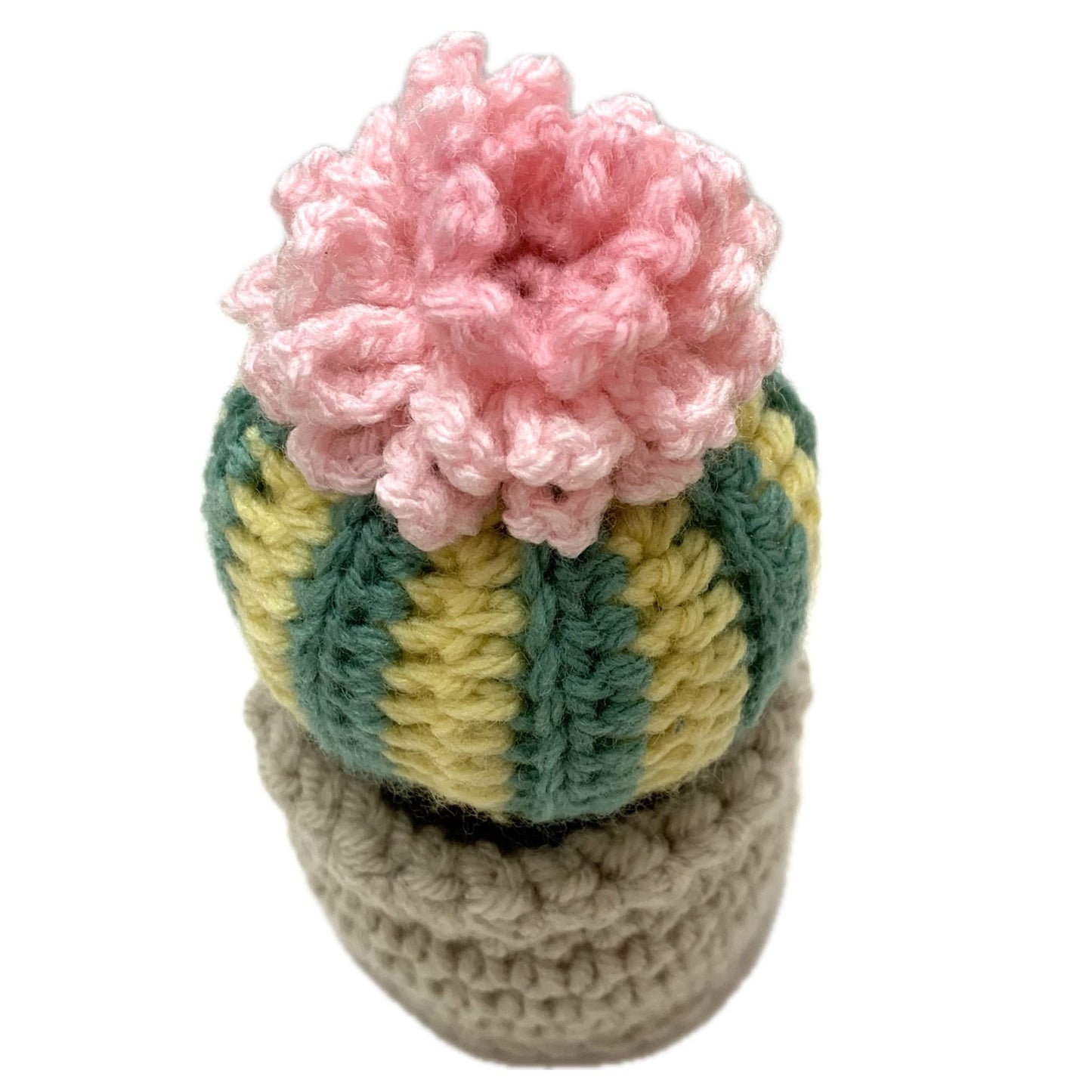 BEAKNITS- CROCHETED CACTUS #4- Pink & Light Green