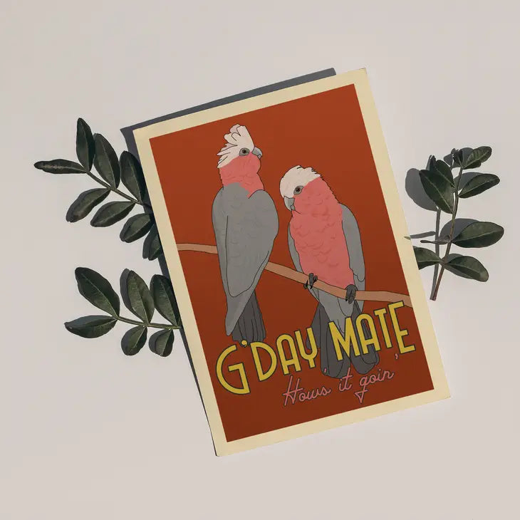 Green Mini Creative - Postcard- Galahs "G'Day Mate, How's it Goin'?"