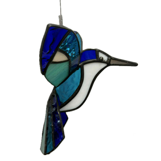 SWAN GLASS - 3D FOREST KINGFISHER - Stained Glass Ornament