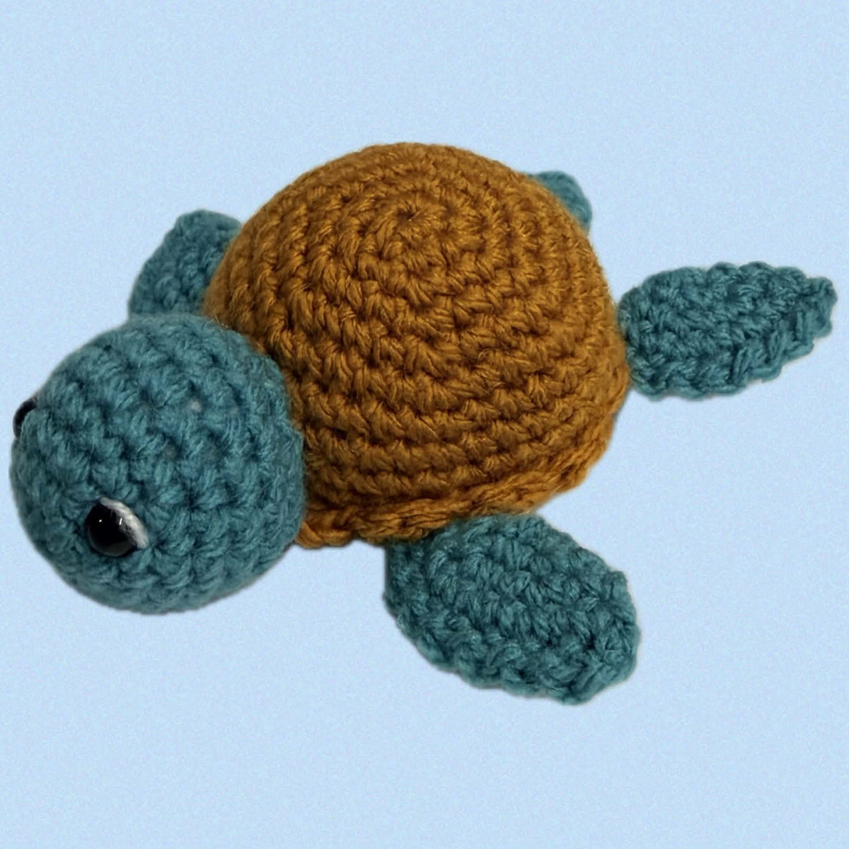 BEAKNITS-Crocheted Turtle - Rust Shell (sage)