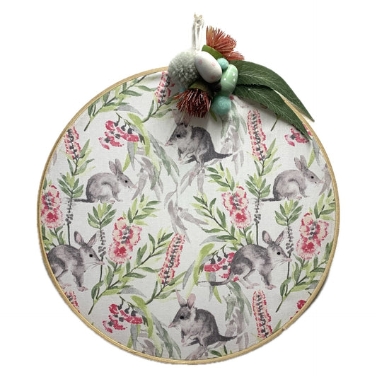 MAKIN' WHOOPEE- "Bilbies" Extra Large Embroidery Hoop Easter Decoration
