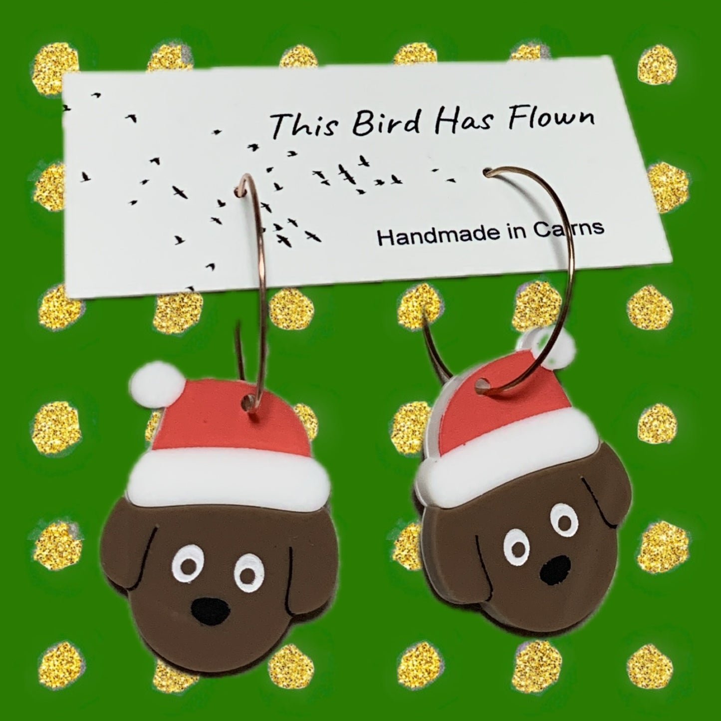 THIS BIRD HAS FLOWN - “DECK THE DOGGIES” CHRISTMAS HOOP DANGLES