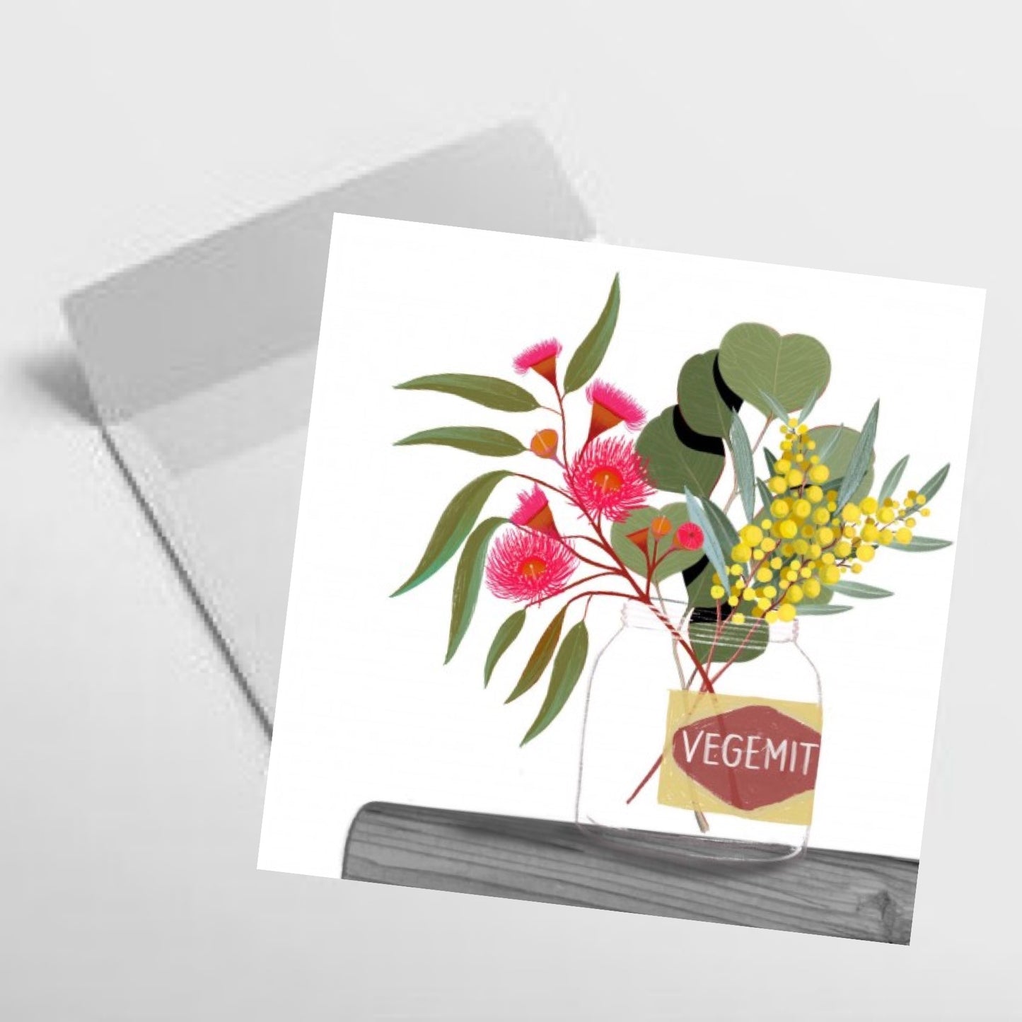 NUOVO - DEB HUDSON "VEGEMITE & NATIVES" LARGE GREETING CARD