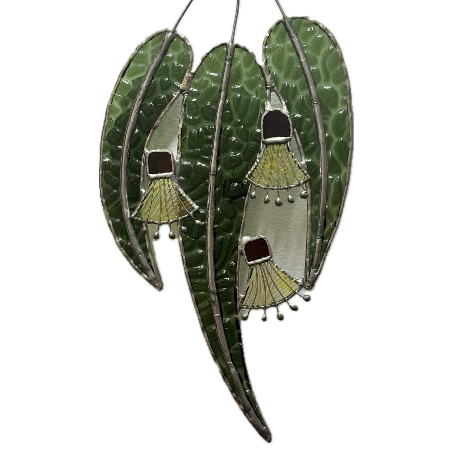 SWAN GLASS -EUCALYPTUS FLOWERS YELLOWS - STAINED GLASS ORNAMENT