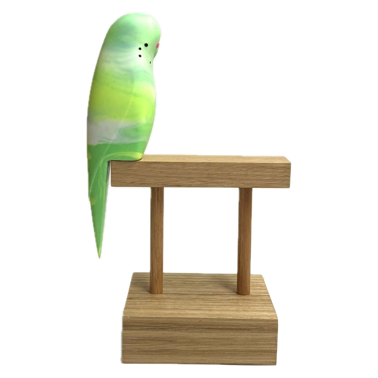PETE CROMER - RESIN BUDGERIGAR #11 - LIME SORBET GREEN SWIRLs