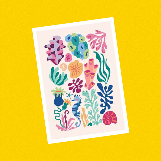3 BIRDIES STUDIO- "Modern Coral" A5 Art Print