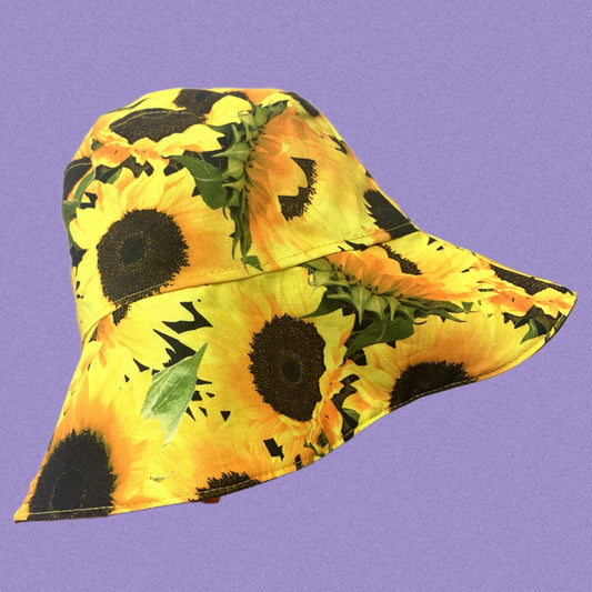 Teacups n Quilts- Sunflower Fabric Hat- Adult Size
