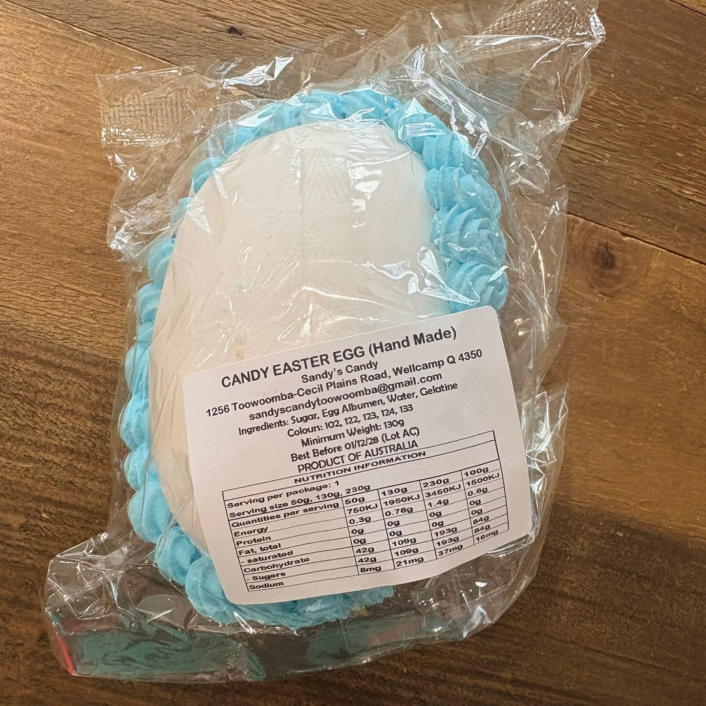 SANDY'S CANDY - PEPPERMINT - HANDMADE CANDY EASTER EGG 130G