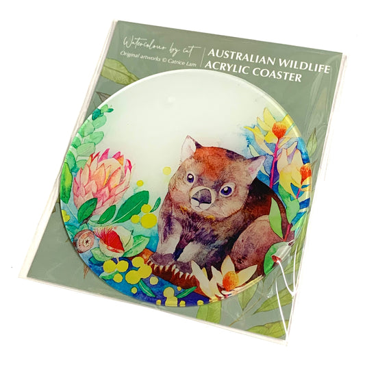 WATERCOLOURS BY CAT- Wombat- Australian Animal Art Coaster