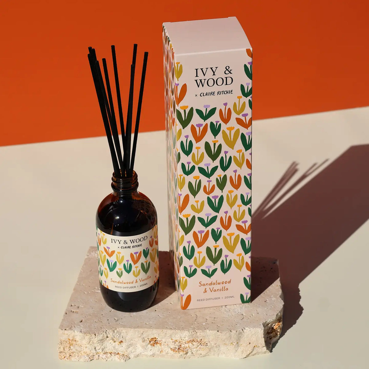 IVY & WOOD - Sandalwood & Vanilla Reed Diffuser - Bloom X Claire Ritche Limited Edition