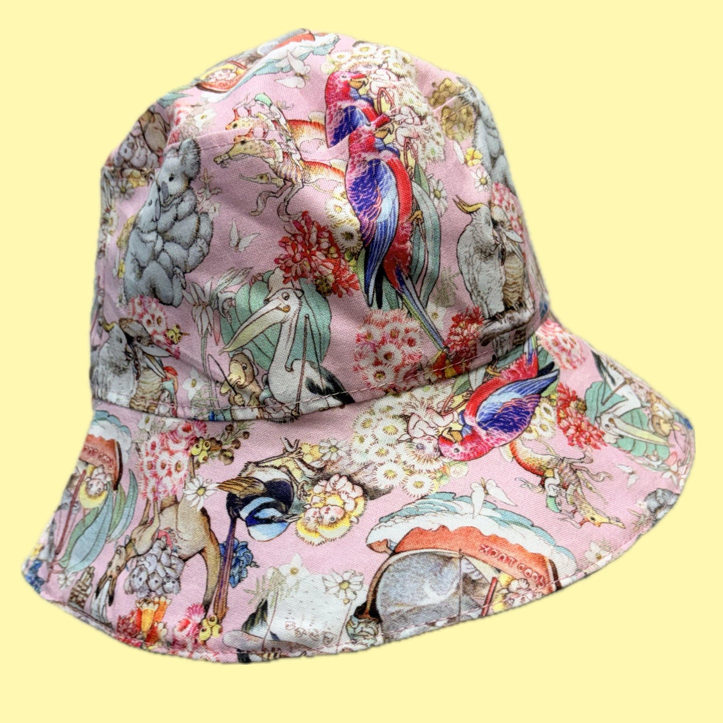 Teacups n Quilts - May Gibbs Fabric Hat - Koala Pink Background - Kids Size Medium