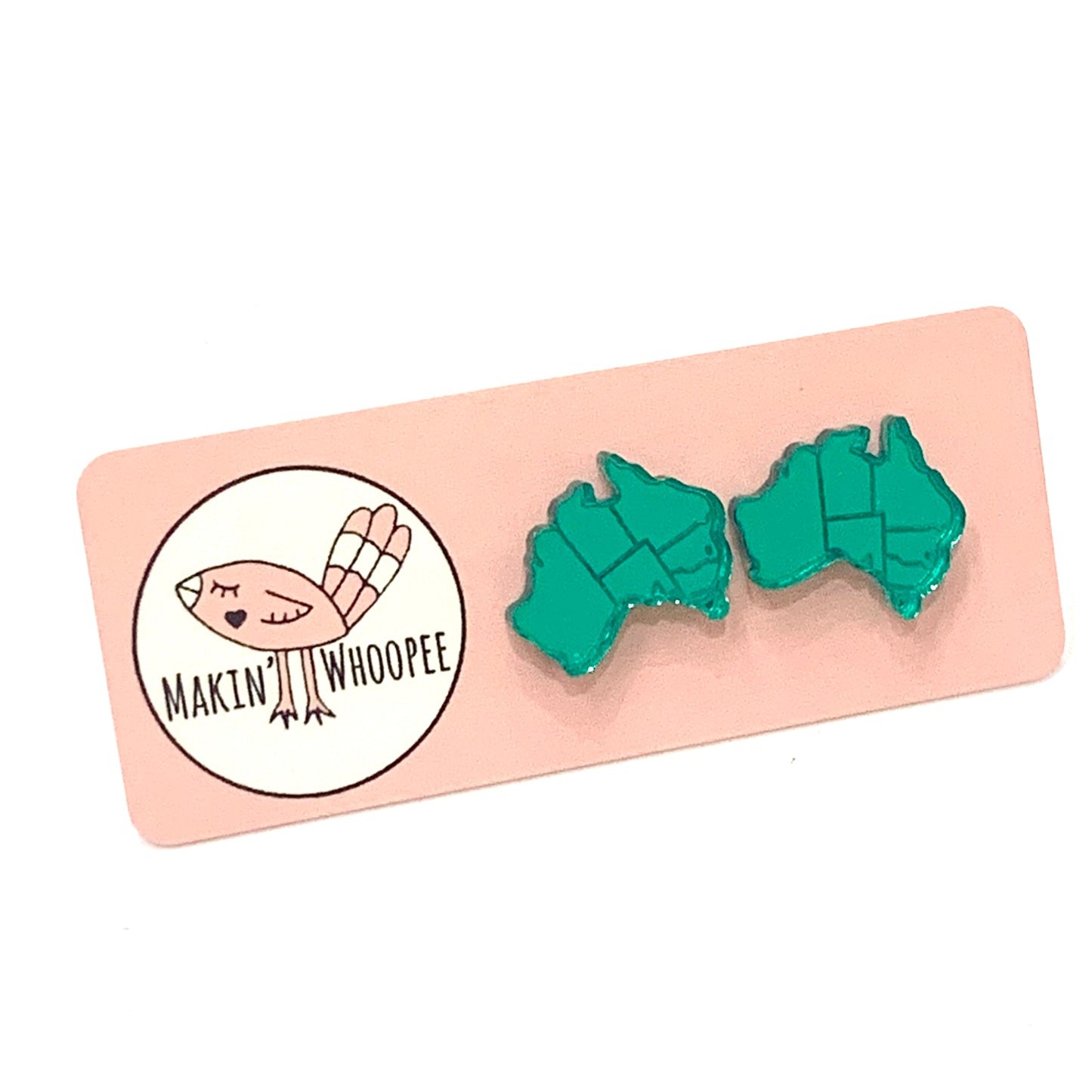 MAKIN' WHOOPEE - Little Aussies- "Australian States" Stud Earrings - Emerald Mirror