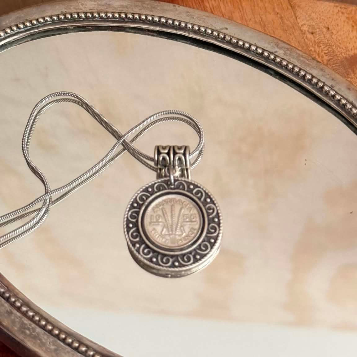 MOLLY MADE- Vintage 1955 Threepence Pendant Necklace