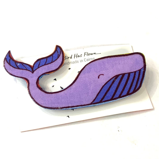 THIS BIRD HAS FLOWN- Fabric Remnant Brooches- Whittaker Whale