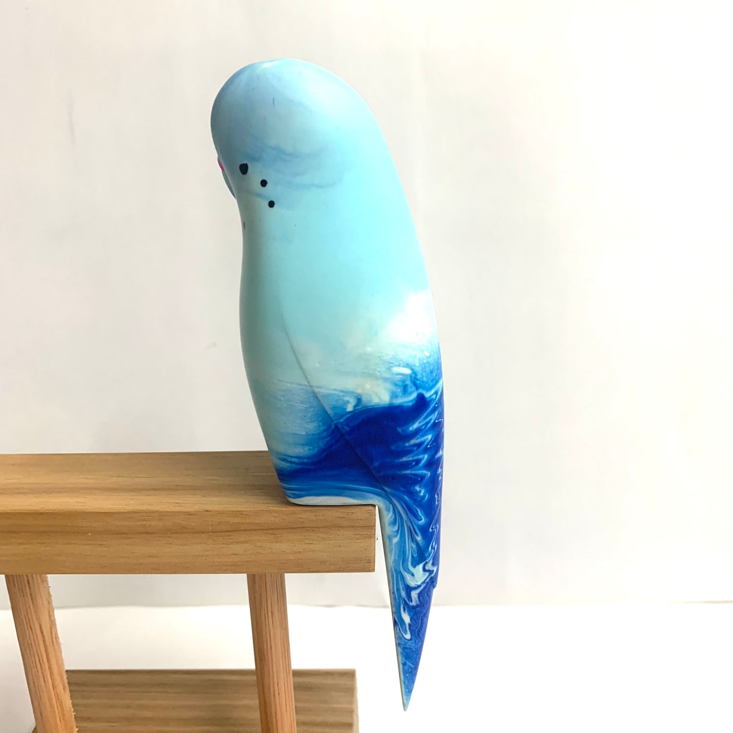 PETE CROMER - RESIN BUDGERIGAR #1 - Blue Ocean Swirl