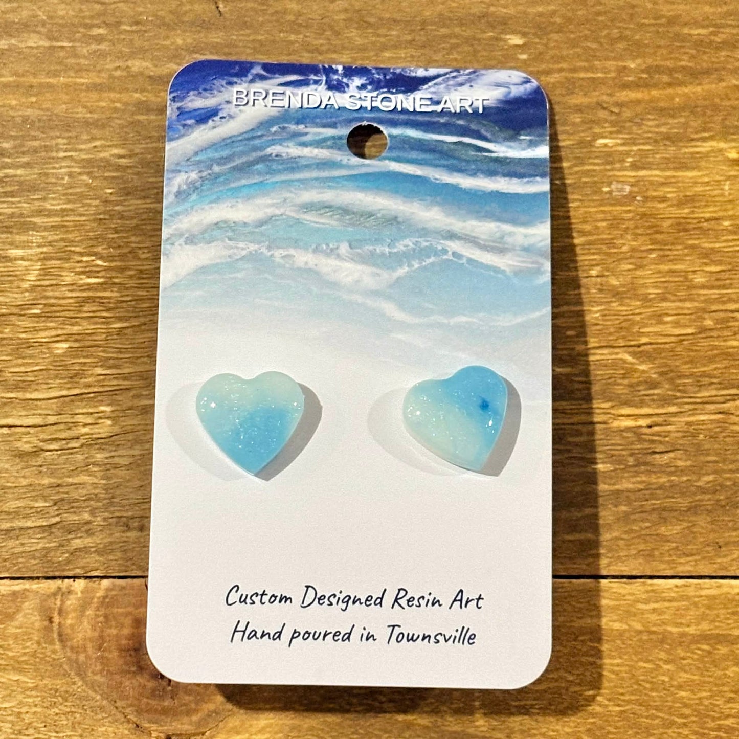 BRENDA STONE ART - Ocean Heart Stud Earrings 5