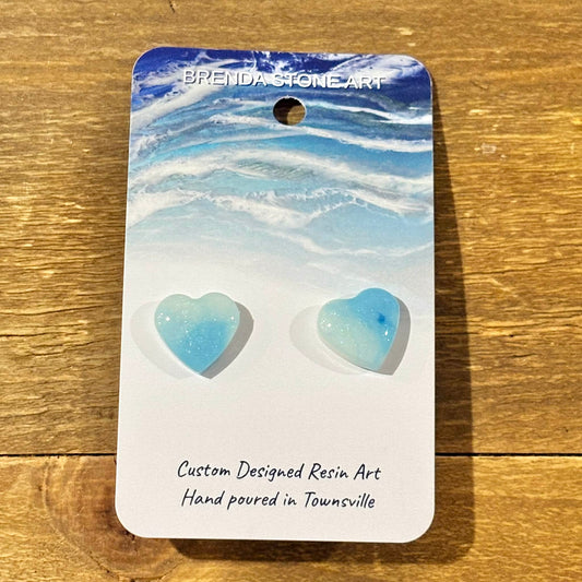 BRENDA STONE ART - Ocean Heart Stud Earrings 5