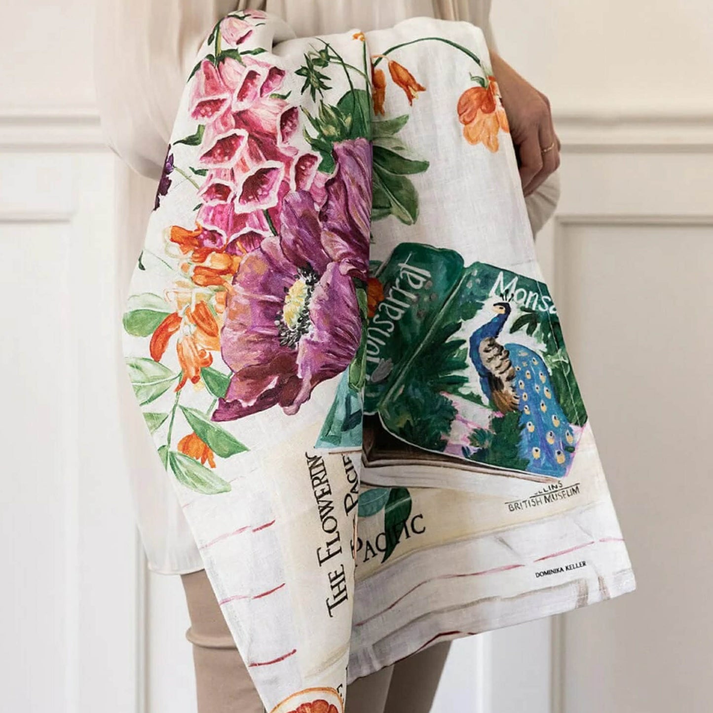 BESPOKE LETTERPRESS - "Poppies & Foxglove"- 100% Linen Tea Towel