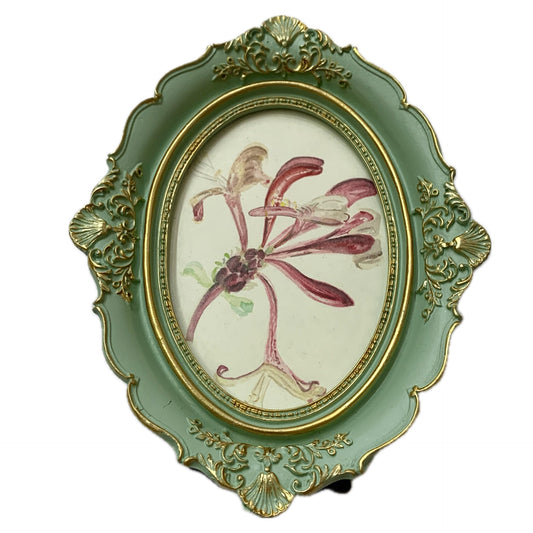CARLEY CLARKE-RUSHTON - "Botanical #5"- Green Frame- Original Watercolours in Thrifted Frames