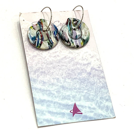 Sailvie Creations - Metallic Rainbow Spiral Shell Hoop Dangle Earrings