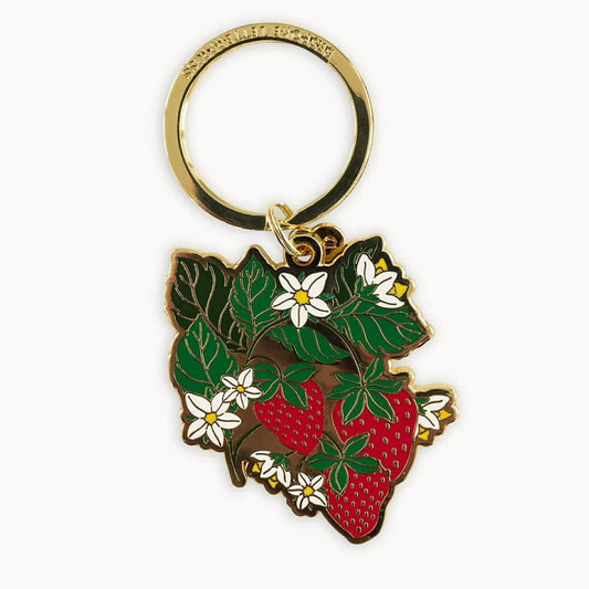 BESPOKE LETTERPRESS - Strawberries - Enamel Key Ring