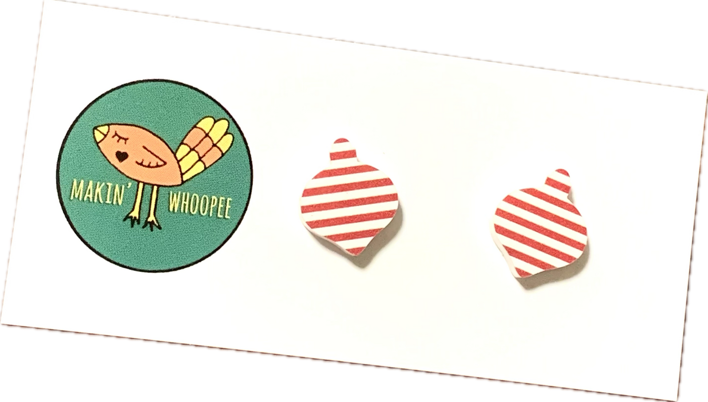 MAKIN' WHOOPEE - "Striped Baubles" CHRISTMAS STUDS