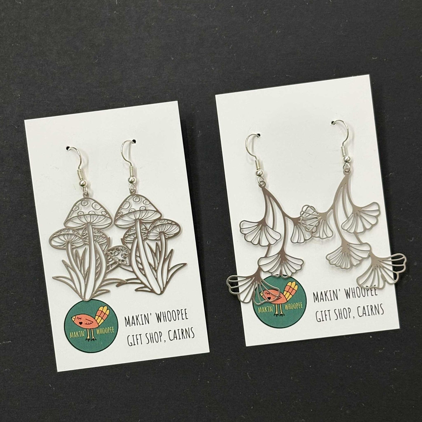 MAKIN' WHOOPEE - "Whimsical Mushrooms" Stainless Steel Earrings