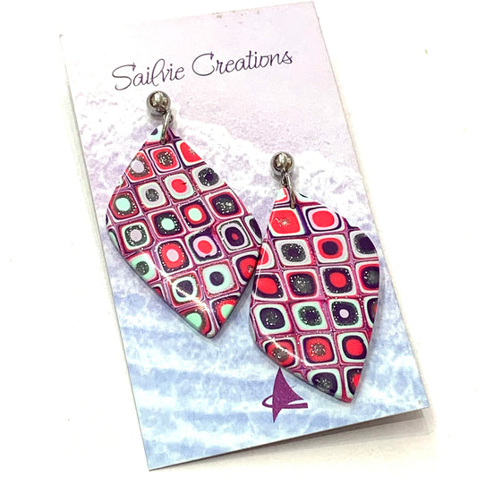 Sailvie Creations - Diamond Liquorice Allsorts Ball Stud Dangle Earrings