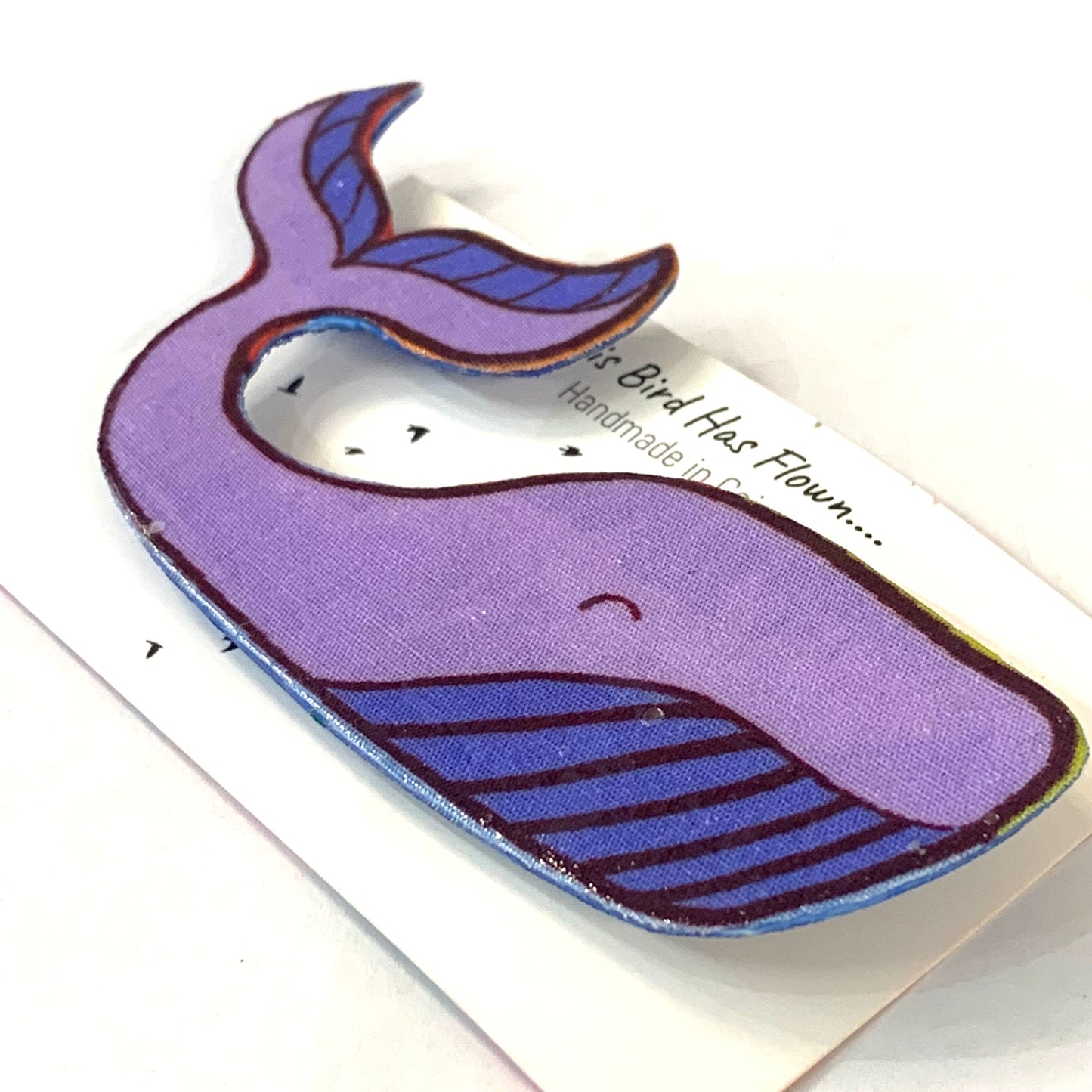 THIS BIRD HAS FLOWN- Fabric Remnant Brooches- Whittaker Whale