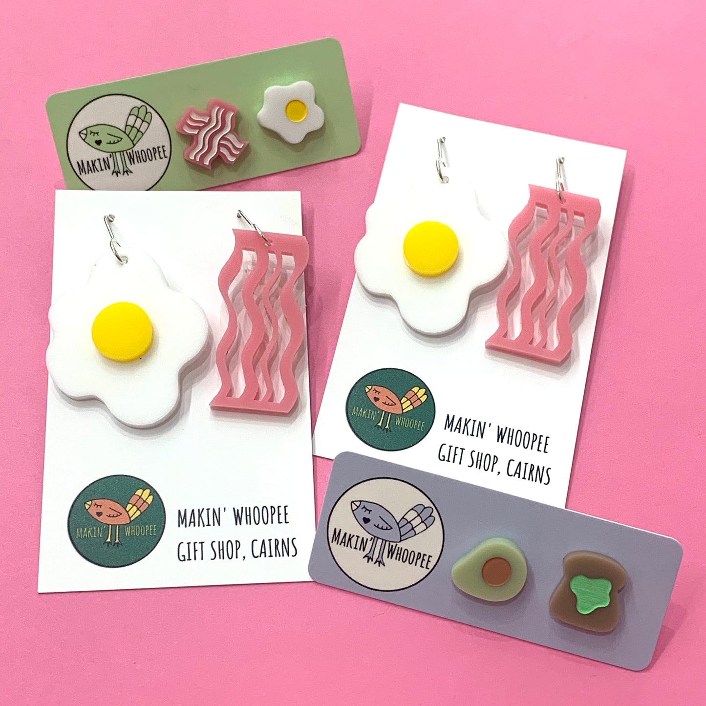 MAKIN' WHOOPEE - Breakfast Club "Bacon & Egg"- Mismatched Foodie Studs