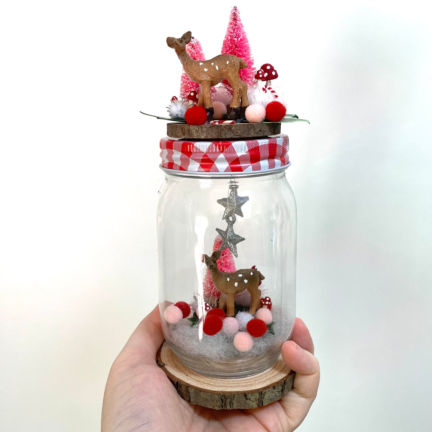 THIS BIRD HAS FLOWN- Christmas Jar Decoration- Medium Pinkmas Deer