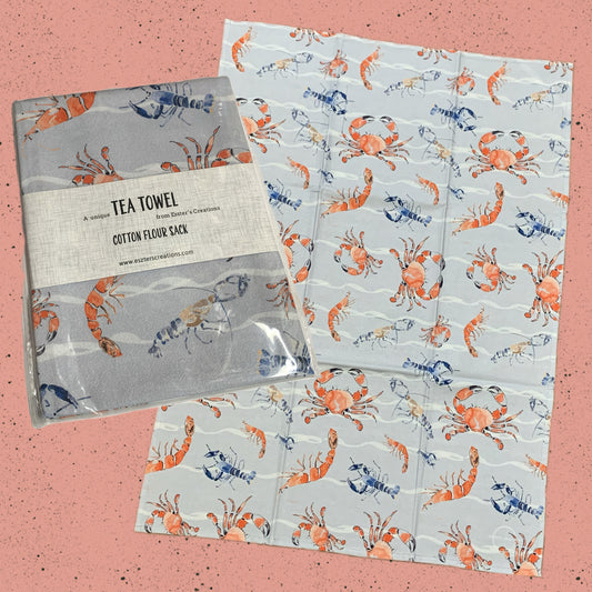 ESZTER'S CREATIONS - "Crustaceans"- Tea Towel