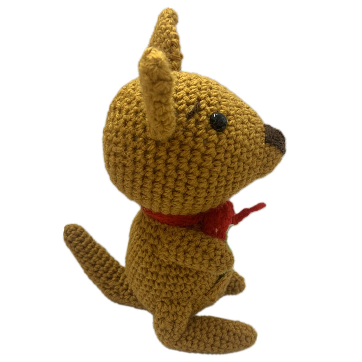 BEAKNITS- Crochet Kangaroo- Red Bow with Gum Leaf