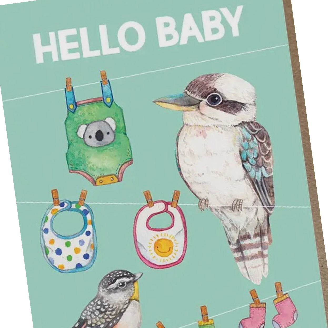 WATERCOLOURS BY CAT- "Hello Baby Kookaburra"- Baby Card