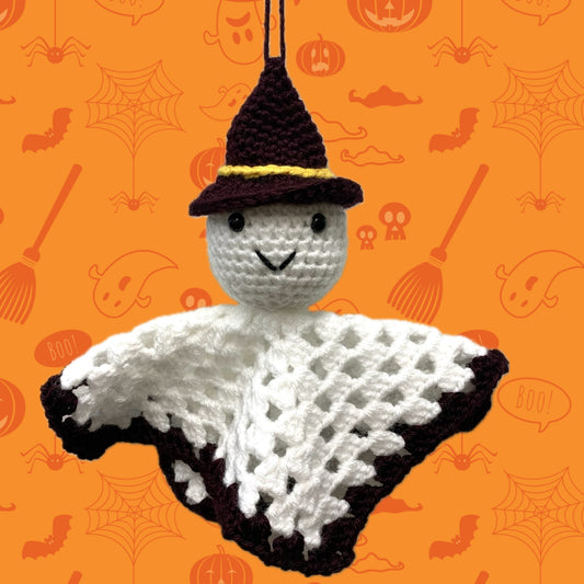 BEAKNITS- "HANGING MAROON GHOST"- CROCHETED HALLOWEEN DECORATION