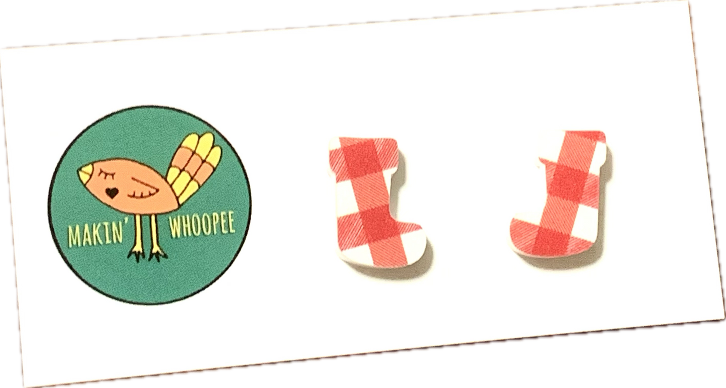 MAKIN' WHOOPEE - "Plaid Stockings" CHRISTMAS STUDS