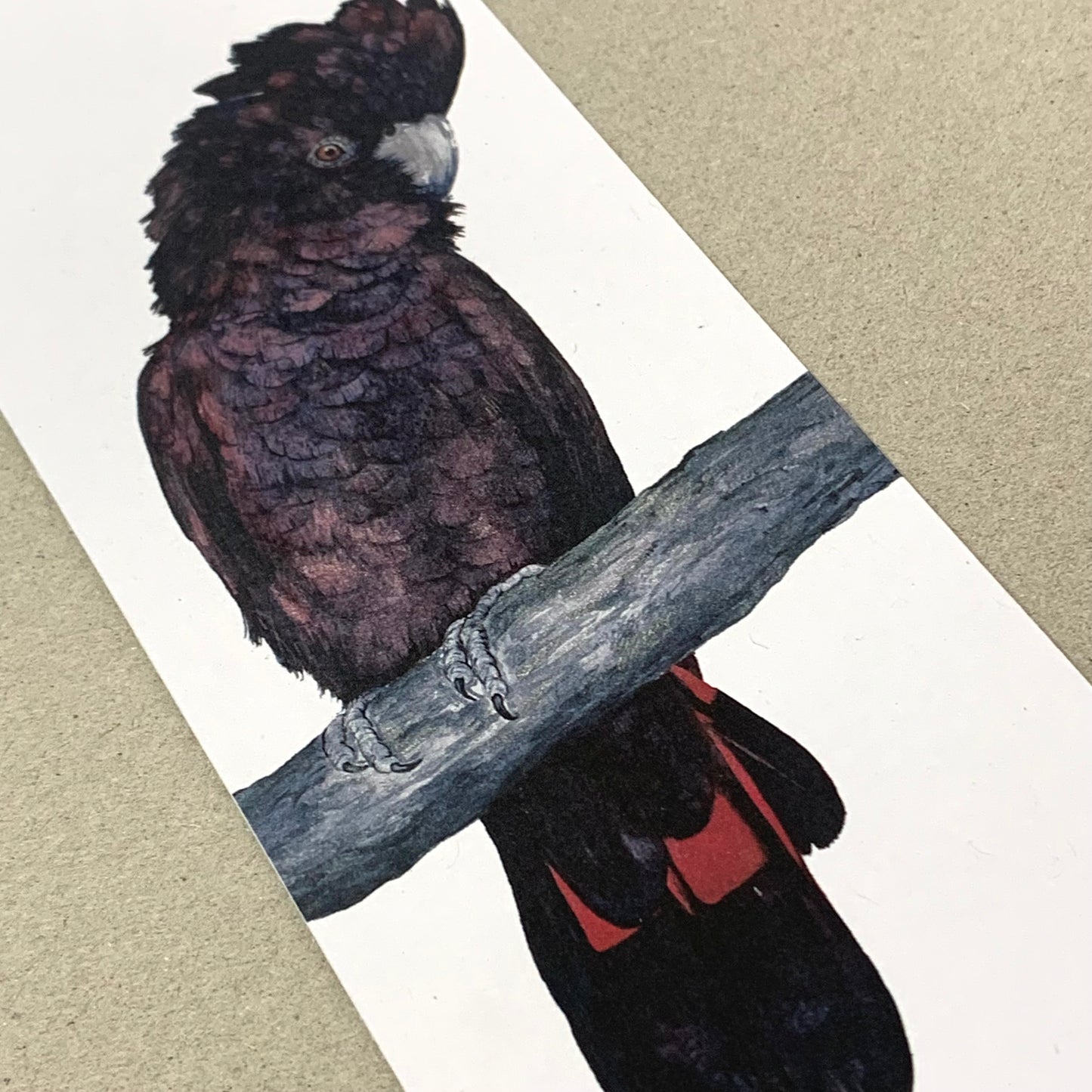 Shanna Trees Creations- "Red Tailed Black Cockatoo" Bookmark- White Paper