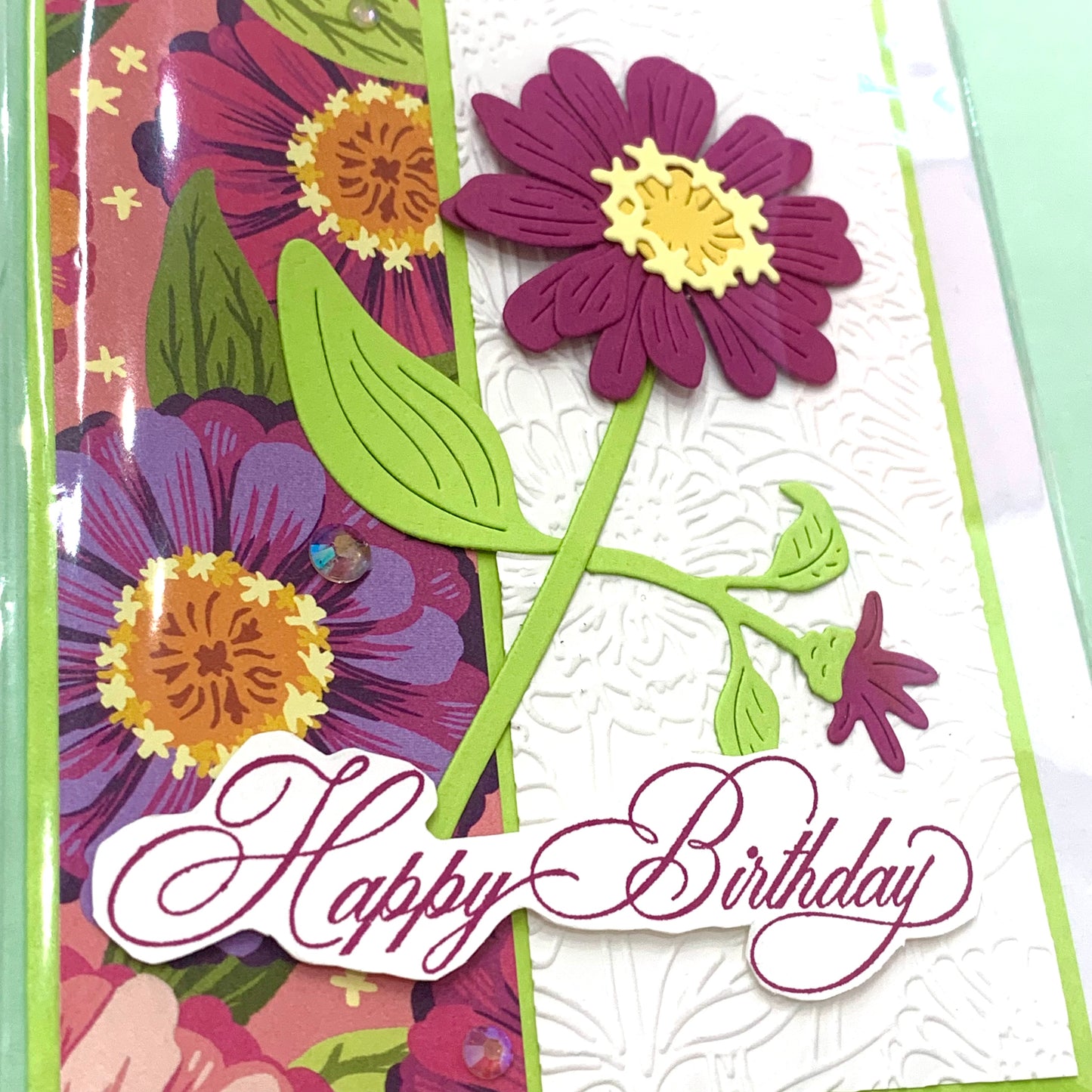 PAPER POSSUM- HANDMADE GREETING CARD-3D Flower Birthday