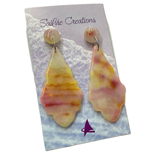 Sailvie Creations - Pastel Translucent Scalloped Stud Dangle Earrings