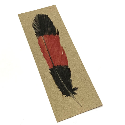 Shanna Trees Creations- "Cockatoo Feather: Red" Bookmark- Natural Paper